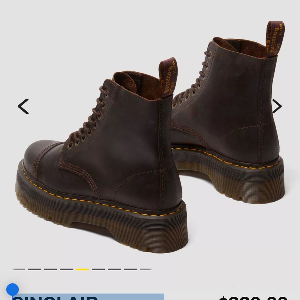 Dr. Martens SINCLAIR Crazy Horse Leather Platform Boots Dark Brown - Picture 3 of 10